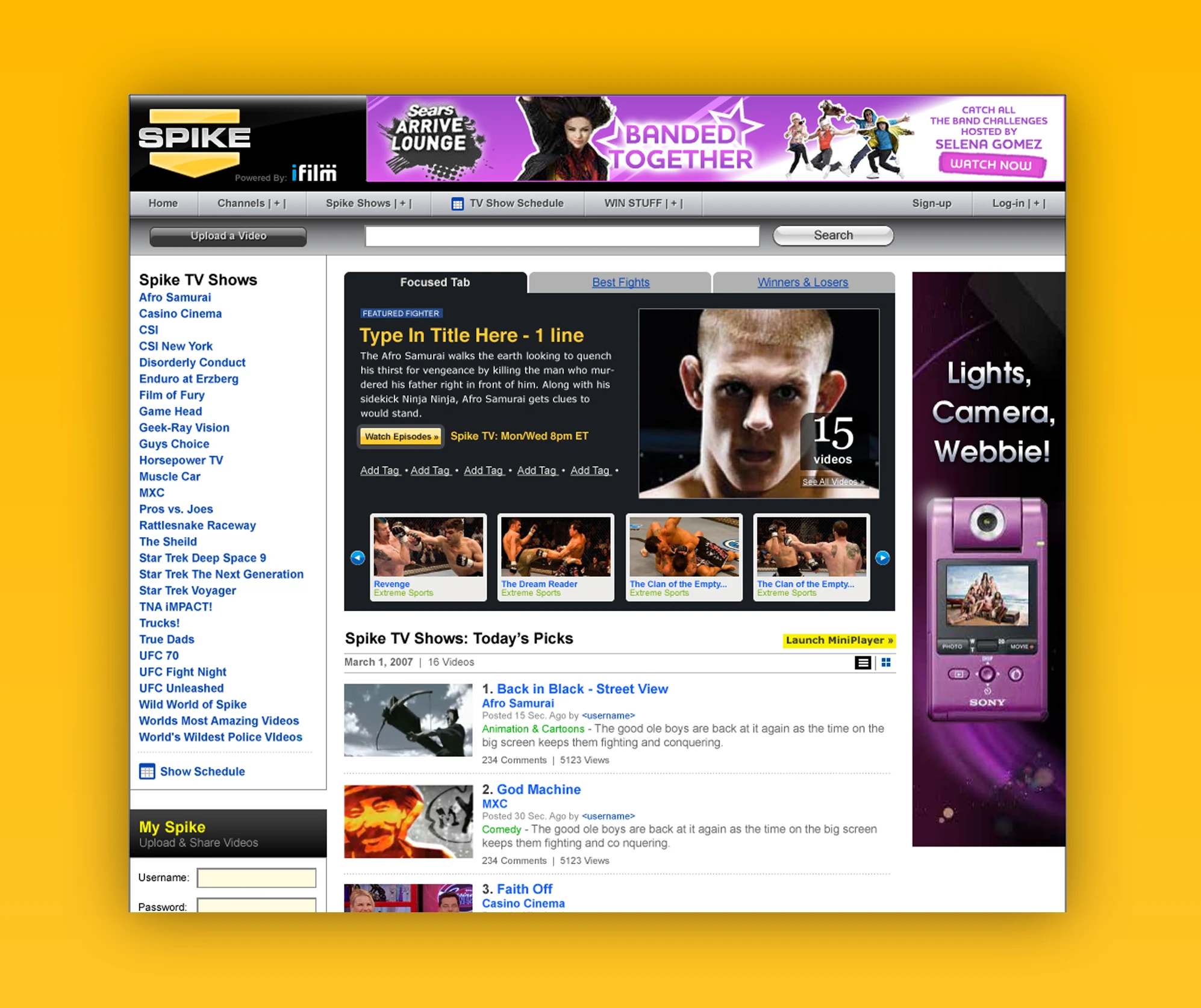 MTV Spike TV Landing Homepage