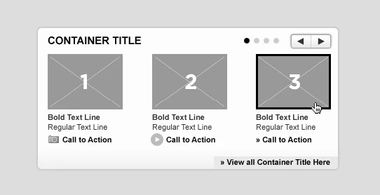 Yahoo! User Interface Wireframe Interactive Carousel 3 Promotional Spots