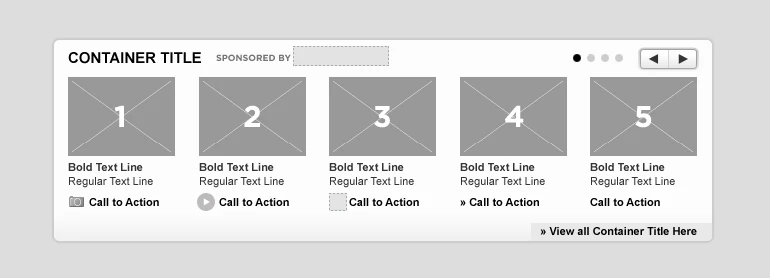 Yahoo! User Interface Wireframe Interactive Carousel 5 Promotional Spots