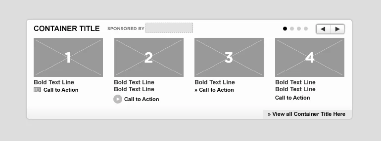 Yahoo! User Interface Wireframe Interactive Carousel 4 Promotional Spots