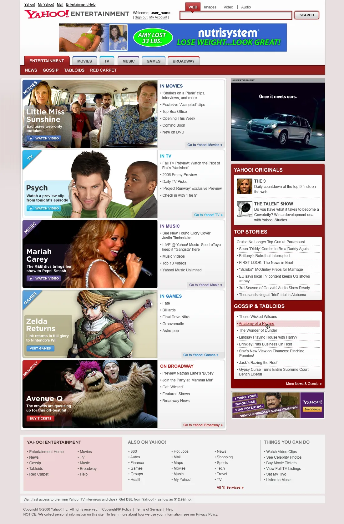 Yahoo! Entertainment Homepage