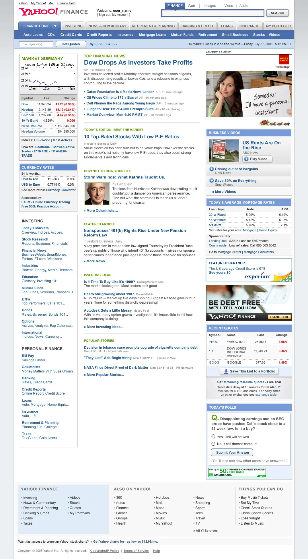 Yahoo! Finance Homepage